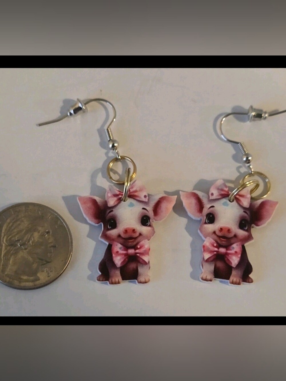 Cute Pink Piglet Bow Kids Earrings - Pink